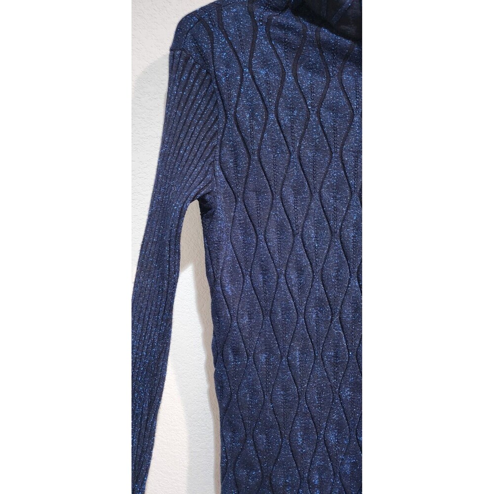 Venus Tunic Jumper Size L Electric Blue Glittery Turtle Neck Stretchy Sweater - Picture 4 of 12